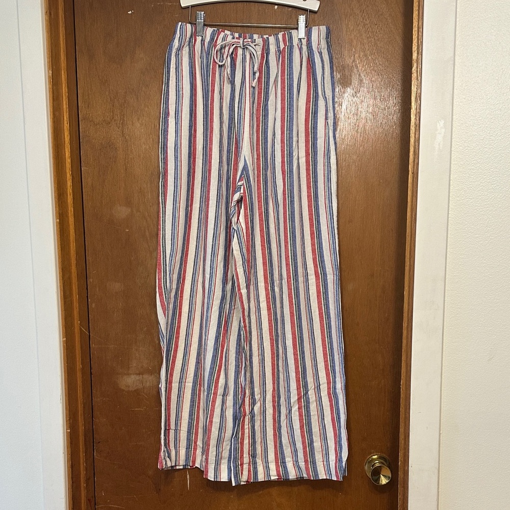 Old Navy Red, Blue & Ivory Striped Wide-Leg Pants